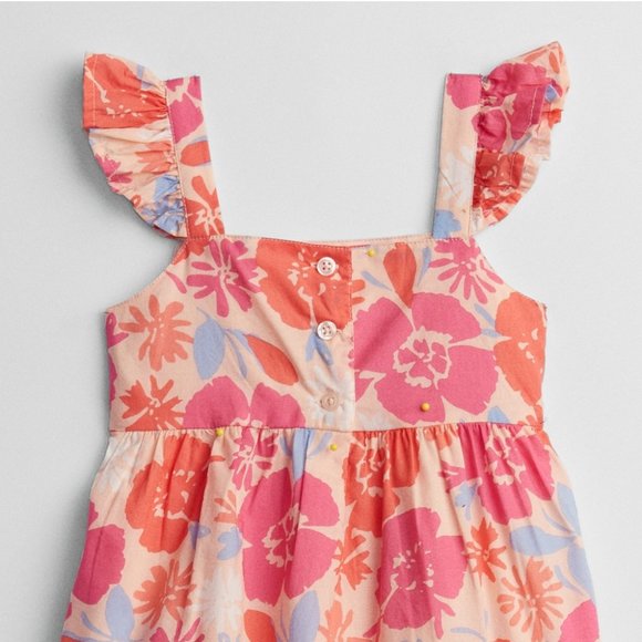 Gap Toddler Girls Hibiscus Tropical Floral Flutter Cotton Maxi Summer Dress - Picture 3 of 3